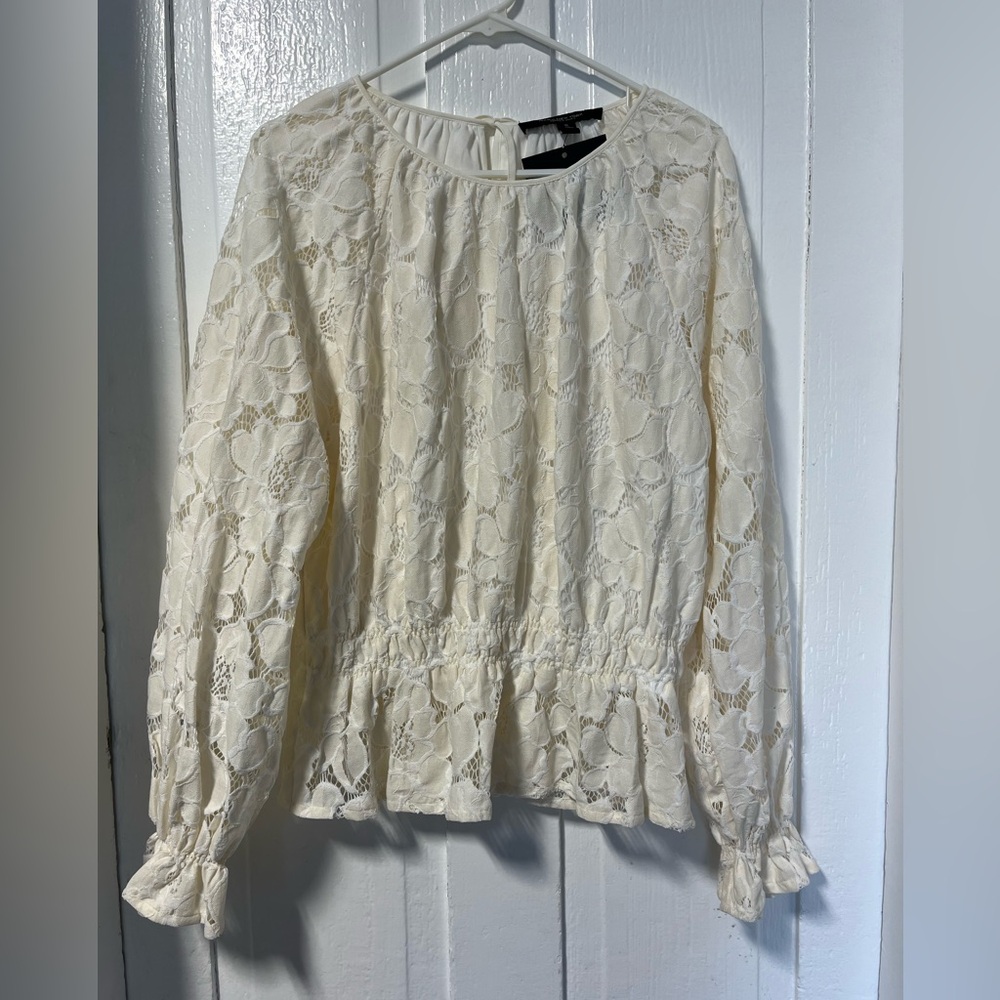 NWT Marc New York Floral Cream Blouse size Xlarge